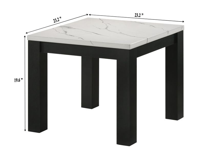 Crown Mark Ivy White Faux Marble 3pc Cocktail Table Set