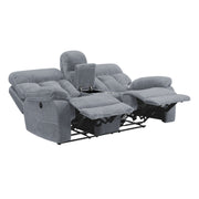 New Classic Furniture Bravo Light Gray Console Loveseat With Power Footrest