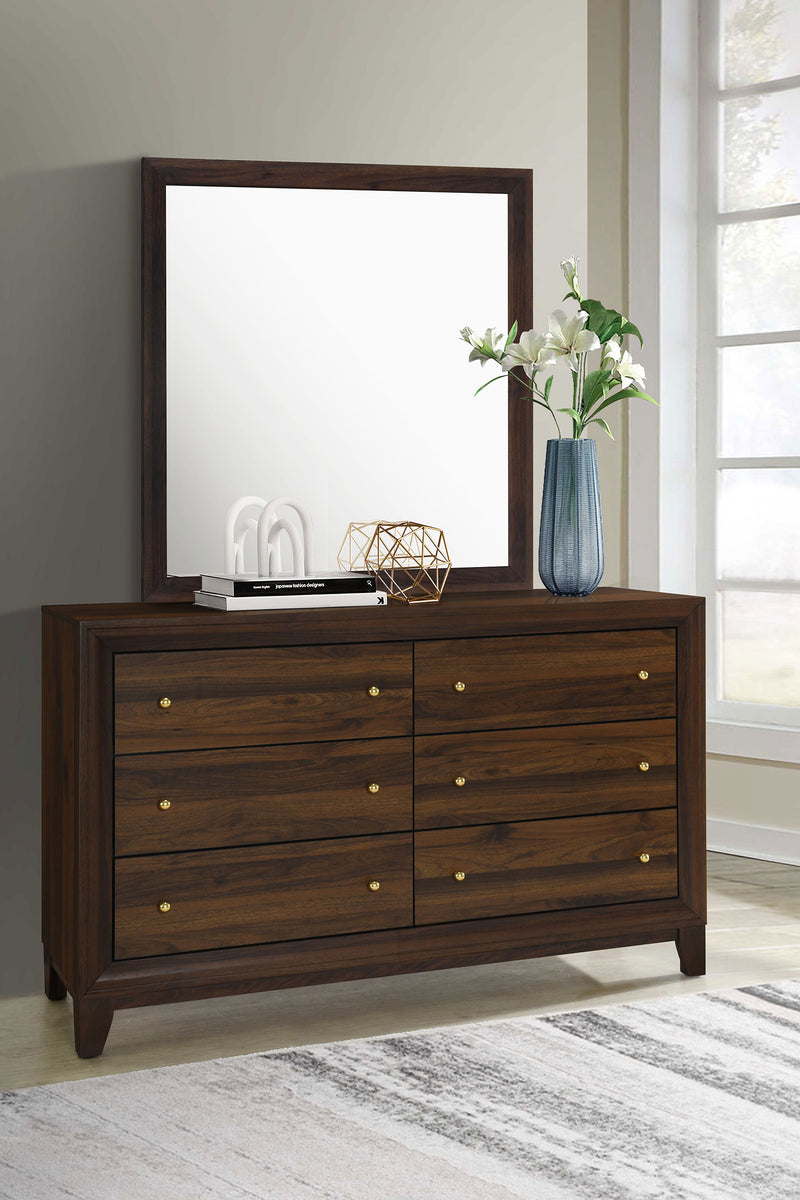 Coaster Furniture Welsley Walnut Brown Dresser and Mirror