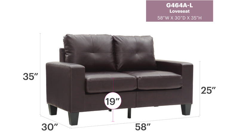 Glory Furniture Newbury Dark Brown Faux Leather Modular Loveseat