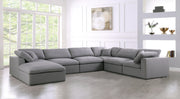 Meridian Furniture Serene Grey Fabric Modular 7pc Sectional with Ottoman