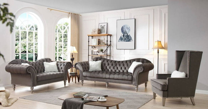 Glory Furniture Wilshire Dark Gray Velvet 3pc Living Room Set