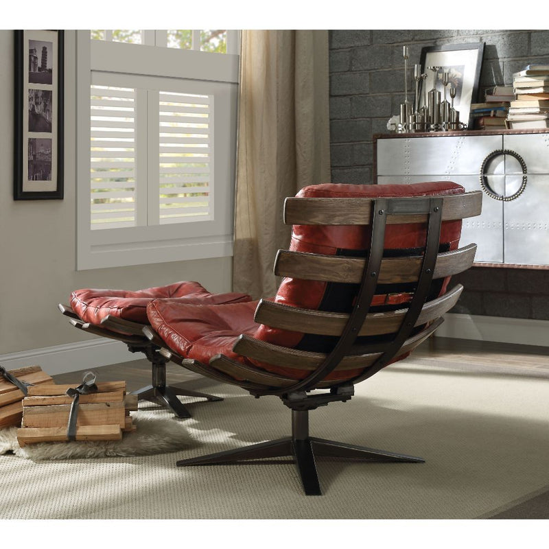 Acme Furniture Gandy Retro Brown Chair and Ottoman Set