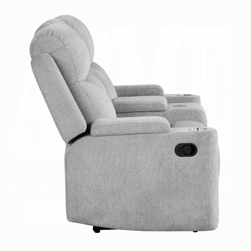 Acme Furniture Galya Light Gray Motion Loveseat with Console