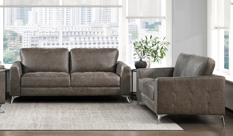 Home Elegance Cazon Brown Gray 2pc Living Room Set