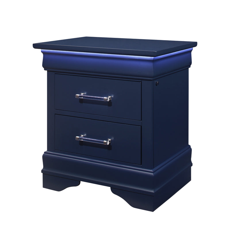 Nightstand With LED - Blue Finish Charlie Series By Global Furniture