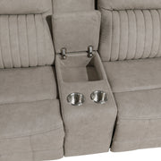 Home Elegance Dean Beige Double Reclining Love Seat with Console