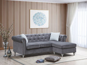 Glory Furniture Raisa Gray Velvet Sofa Chaise