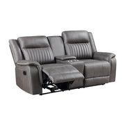 New Classic Furniture Enzo Gray Console Loveseat with Dual Recliners