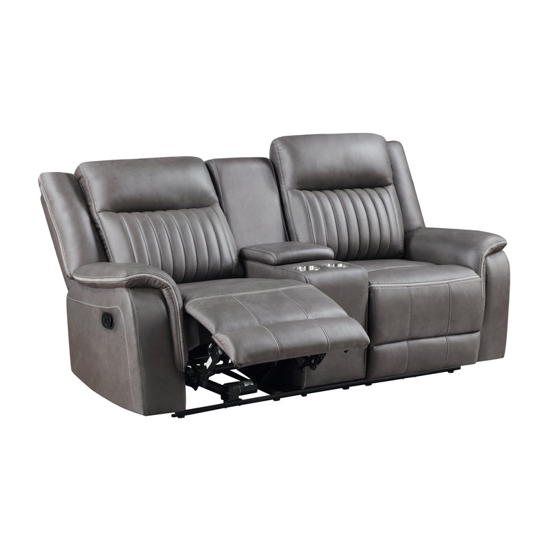 New Classic Furniture Enzo Gray Console Loveseat with Dual Recliners