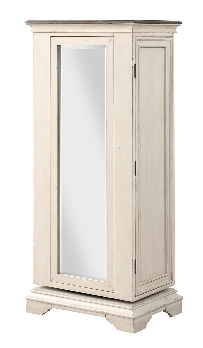 New Classic Furniture Anastasia Antique White Lingerie Swivel Chest with Mirror