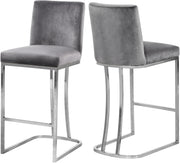 Meridian Furniture Heidi Grey Velvet Chrome Counter Height Stool