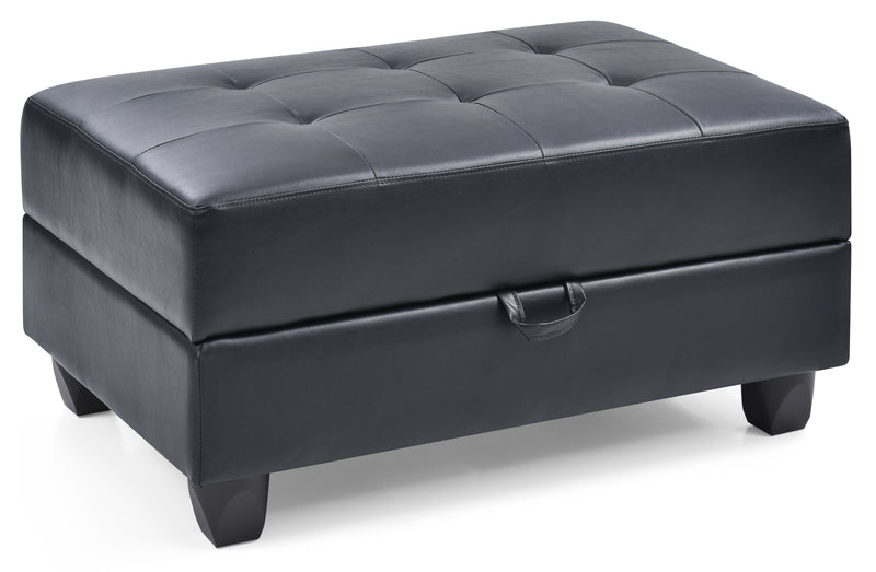 Glory Furniture Revere Black Faux Leather Ottoman