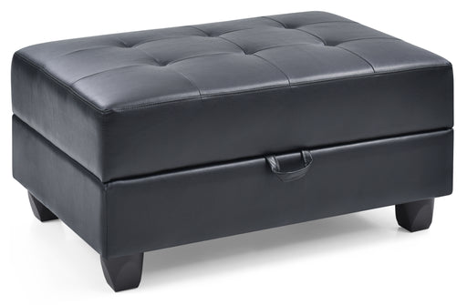 Glory Furniture Revere Black Faux Leather Ottoman