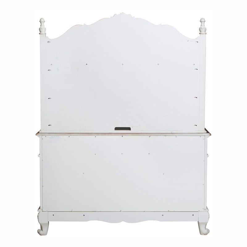 Home Elegance Cinderella Gray White Writing Desk with Hutch