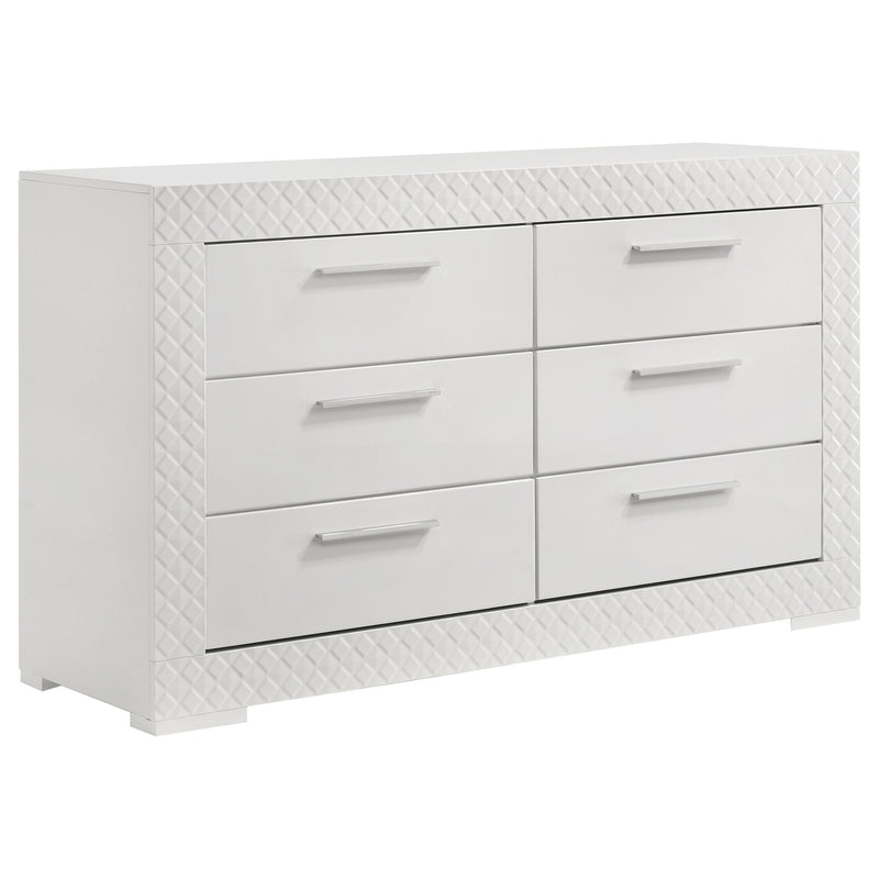 Coaster Furniture Ives White High Gloss 6 Drawer Dresser