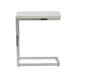 Steve Silver Echo Chrome White Marble Top Chairside Table