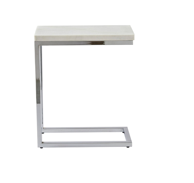Steve Silver Echo Chrome White Marble Top Chairside Table