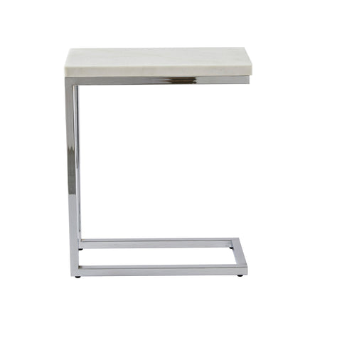 Steve Silver Echo Chrome White Marble Top Chairside Table