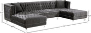 Meridian Furniture Moda Black Velvet 3pc Sectional