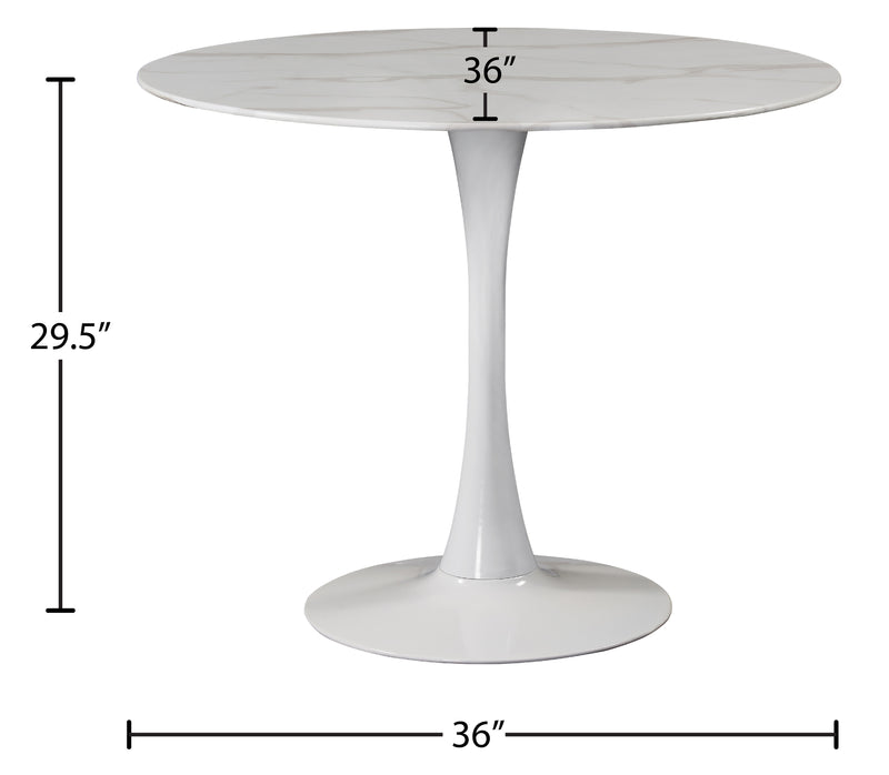 Meridian Furniture Tulip White 36 Inch Dining Table
