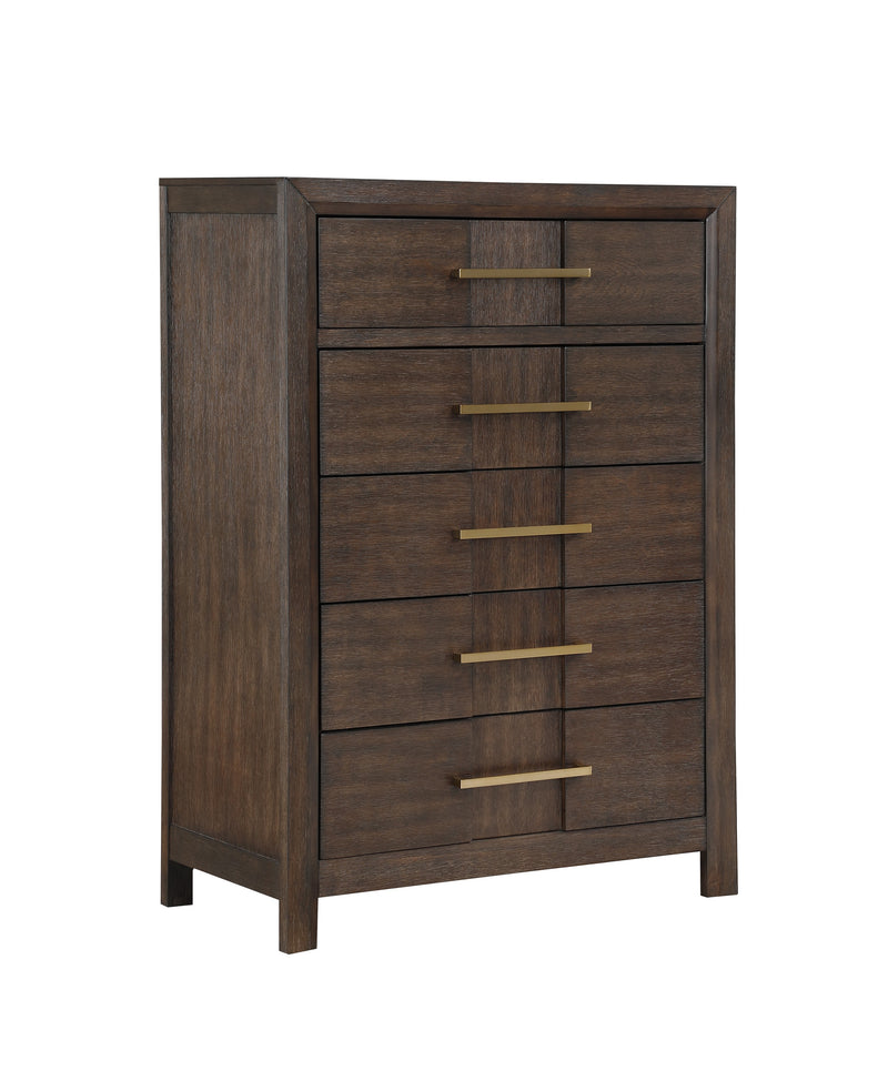 Galaxy Home Kenzo Walnut 5 Drawer Chest