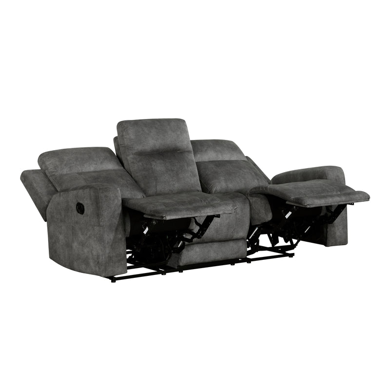 Home Elegance Muncie Brown Gray Double Reclining Sofa