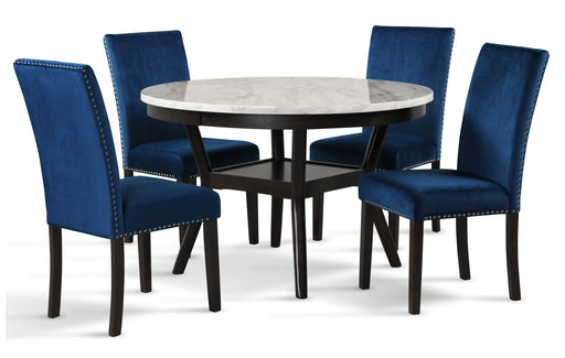 New Classic Furniture Celeste Black Blue 5pc Round Dining Room Set