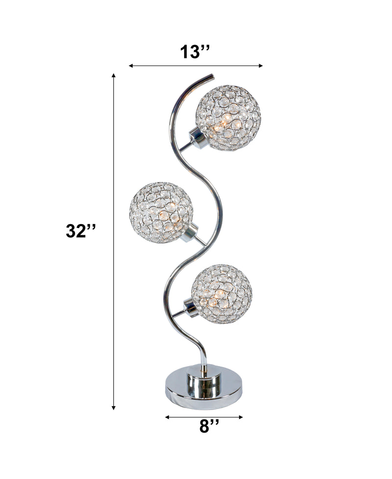 Crown Mark Crystal 3 Globe Table Lamp