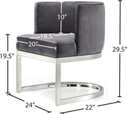 Meridian Furniture Gianna Grey Velvet Chrome Dining Chair