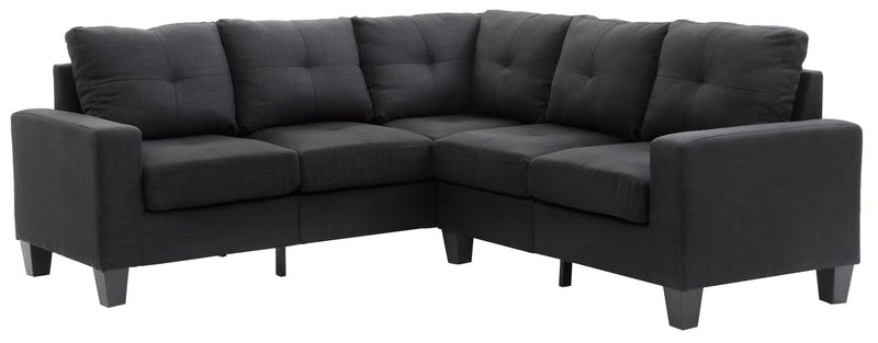 Glory Furniture Newbury Black Fabric Sectional with Ottoman