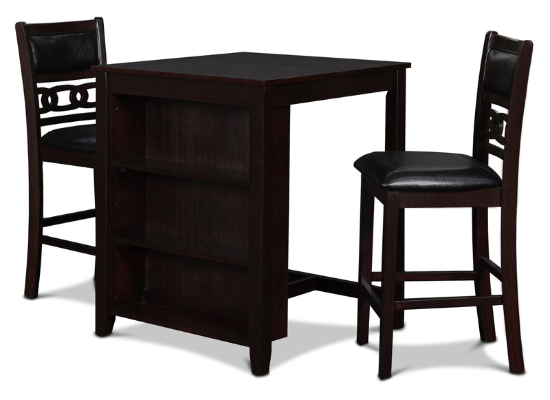 New Classic Furniture Gia Ebony PU 30 Inch 3pc Counter Height Set