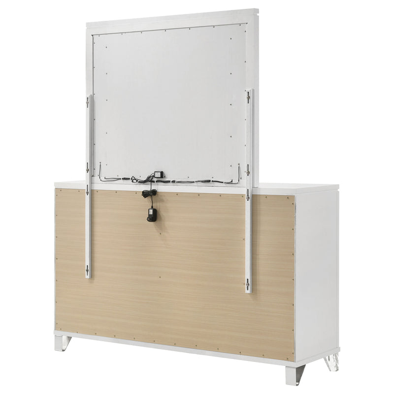 Coaster Furniture Marmore White Dresser and LED Mirror