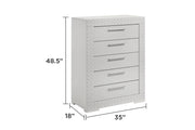 Galaxy Home Blanca White 5 Drawer Chest