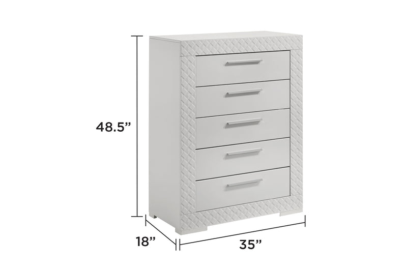 Galaxy Home Blanca White 5 Drawer Chest