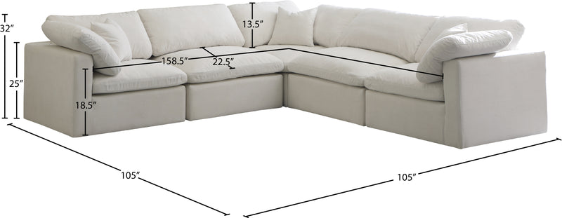 Meridian Furniture Plush Cream Modular 5pc Sectional