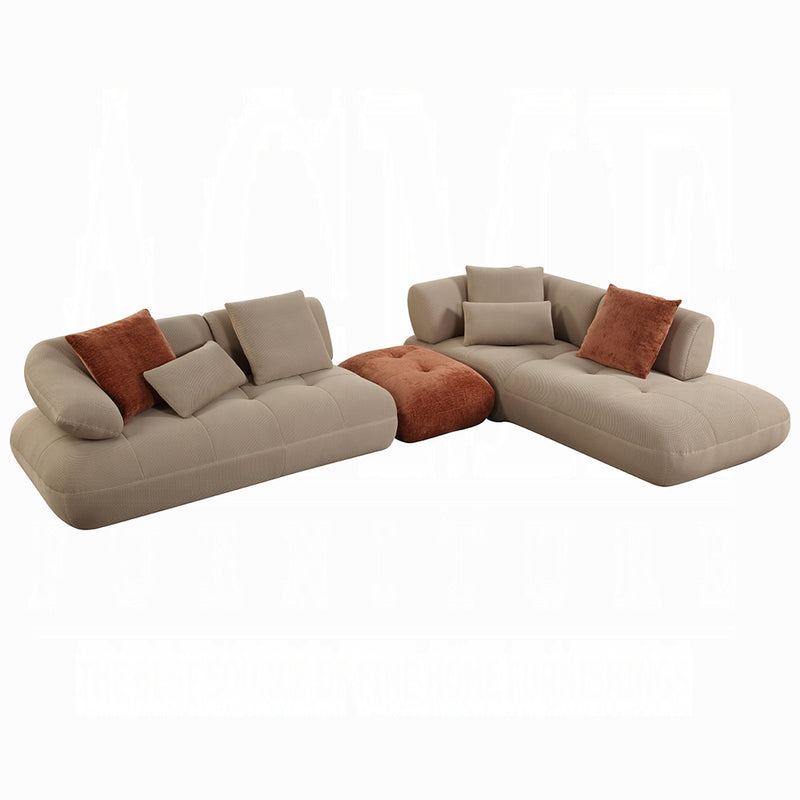 Acme Furniture Carrick Beige Sectional with Ottoman