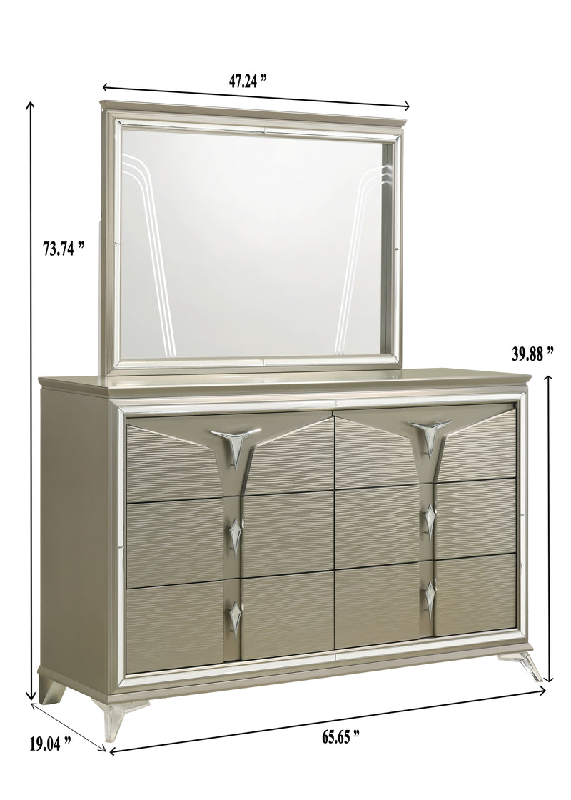 Galaxy Home Samantha Silver 6 Drawer Dresser