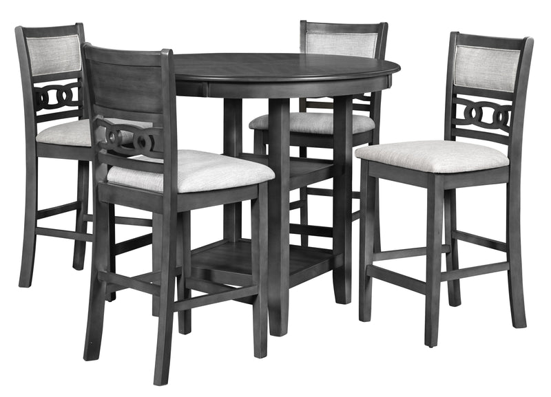 New Classic Furniture Gia Gray Round 5pc Counter Height Set