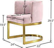 Meridian Furniture Gianna Cream Velvet Gold Dining Chair