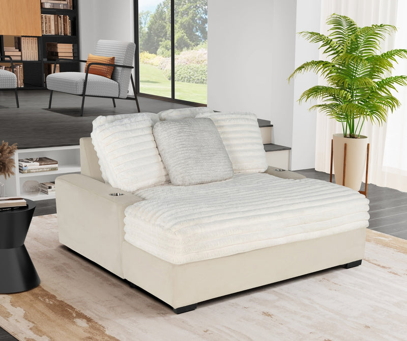 Global Furniture U8291 Grey Lounger Sofa with USB