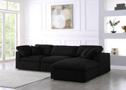 Meridian Furniture Serene Navy Fabric Modular 4pc Sectional with Ottoman