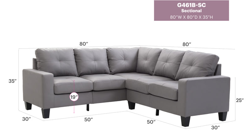 Glory Furniture Newbury Gray Faux Leather Sectional