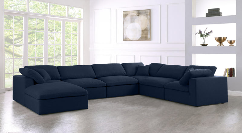 Meridian Furniture Serene Grey Fabric Modular 7pc Sectional with Ottoman