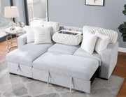 Global Furniture U0204 Light Grey White Reversible Pull Out Sofa Bed