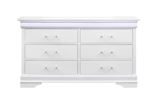 Global Furniture Charlie White Dresser with LED