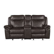 Home Elegance Aram Brown Faux Leather 2pc Living Room Set