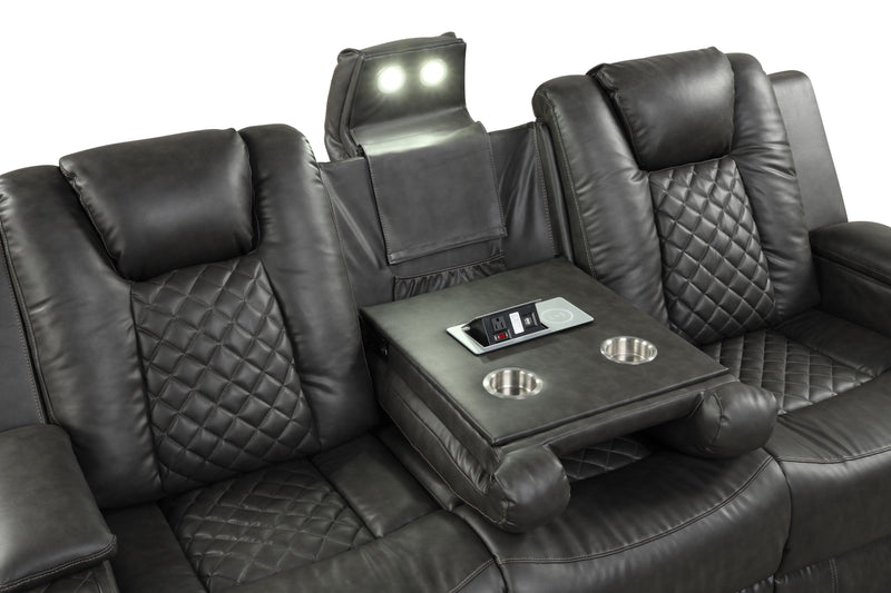 Galaxy Home Benz Brown LED Power Reclining 2pc Living Room Set