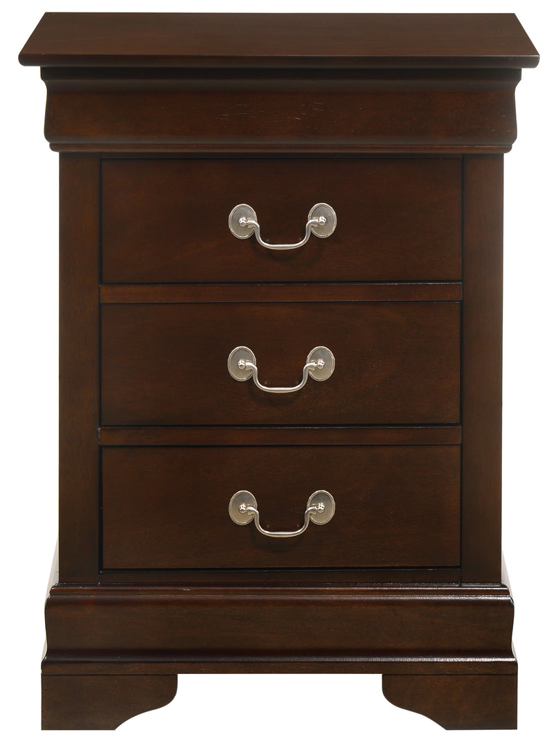 Glory Furniture Louis Phillipe Cherry 3 Drawers Nightstand