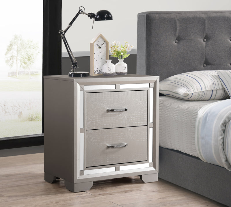 Glory Furniture Alana Silver Champagne Nightstand